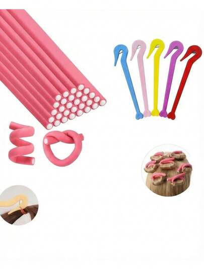 10支装柔性泡沫卷发棒，带尖尾梳，日常、旅行和睡眠造型工具，无需加热即可打造卷发，卷发器，美发产品及配件，理发店美容旅行必备，返校季，旅行度假必备，女士美发配件，卷发器，卷发梳