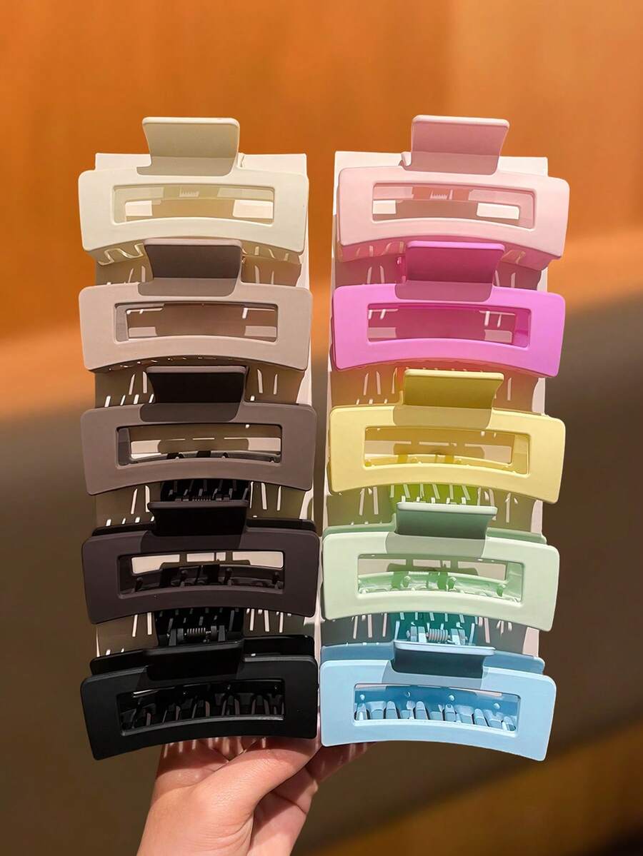 2/3/5/10pcs Fashion Square Medium Hair Clips In Coffee & Spring Colors, Elegant Minimalist Design, Suitable For Daily Wear, Work And Home, Women Hair Accessories, Recommended Gift Summer Beach Claw Clips Vacay Hair Claws