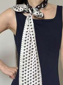 New Oblique Small Oblong Faux Silk Scarf, Versatile Neck Scarf, Waist Belt, Hair Tie, Bag Strap, Wrist Wrap, Neck Wrap, Shirt Neckline Tie, Suitable For Spring And Autumn - Multicolor - View 9