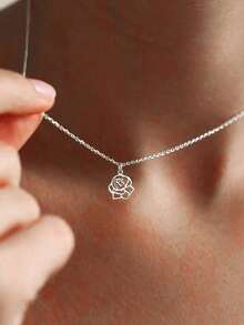 1pc Custom 1-4 Birth Flower Necklace Personalized Flower Necklace, Gold Stainless Steel Jewelry Necklace, Christmas Gift - Multicolor - View 9