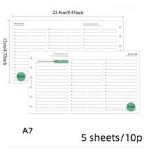 5 piezas de recambio de páginas A6/A7 de 100 hojas con lista de deseos y objetivos, papel suelto minimalista básico, diseño plegable sin superposición, páginas interiores para plan de lectura y visualización - 100 listas de deseos - Ver 10