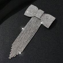 1/2PCS Luxury Crystal Bow Hair Barrette Rhinestone Bow Tassel Hair Clip - Multicolor - View 9