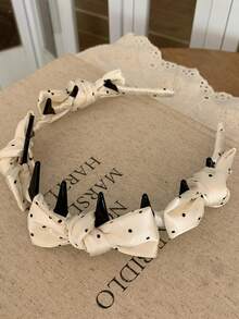 3 piezas Diadema de mujer elegante con lunares y lazo, accesorios de cabello versátiles adecuados para uso diario, hogar, escuela, playa, trabajo, fiesta, vacaciones, cumpleaños, regreso a clases, Año Nuevo, Día de la Madre, Navidad, boda, festival de música, graduación, primavera/verano - Multicolor - Ver 2