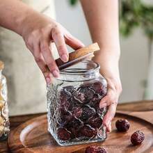 1pc 500/750ml Square Transparent Glass Storage Jar With Airtight Lid, Kitchen Sealed Container, Leak-Proof And Moisture-Proof, Suitable For Sugar, Powder, Coffee Beans, Spices, Dry Goods, Cookies, Tea, Nuts Storage, With Wooden Sealing Ring Lid, Essential Kitchen & Home Gift - Transparent - View 3