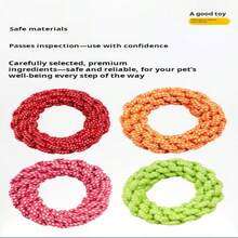 磨牙玩具，棉绳，甜甜圈，宠物狗，打结玩具，耐咬，手工编织狗咬绳 - 彩色 - 查看 6