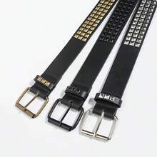 1 件朋克金字塔铆钉腰带，男女通用 - 哥特式 emo 金属摇滚风格牛仔裤腰带 Y2K Grunge 时尚 - 方釘腰帶 - 查看 11