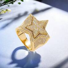 1枚五角星3D立体戒指，微镶嵌全锆石，个性化派对时尚戒指配饰 - 款式1 - 查看 17