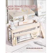 Transparent Pencil Case, Minimalist 3-Layer Stationery Pouch, Suitable For School Supplies, Ins Style - Single Piece - View 7