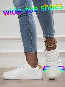 Giày nữ mũi rộng, giày nữ thời trang mới thoáng khí, giày thể thao đế dày đa năng thoải mái, giày chạy bộ bền và thời trang, giày đi bộ, giày thể thao nữ mũi rộng thường ngày. - trắng - Xem 5