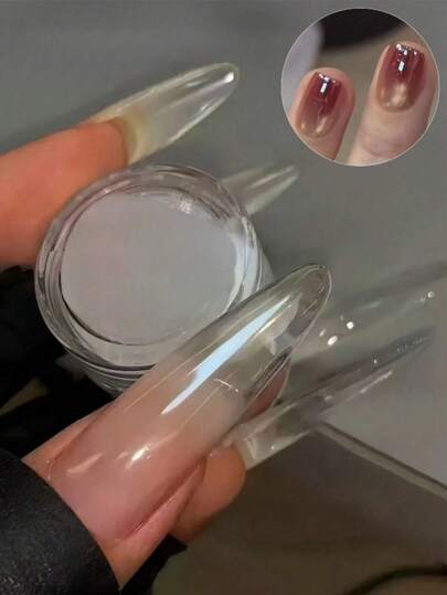 1包镜面美甲粉，高光泽透明水晶粉，质地细腻，适合DIY美甲装饰