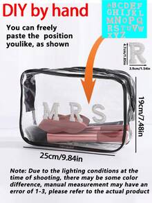 3件套 - 1个化妆包、洗漱包、收纳袋、化妆品收纳包、手提包、轻便旅行居家两用包、旅行必备品、珠宝收纳包、唇彩收纳包、指甲油收纳包、化妆品收纳包、头带和腕带 - 透明 - 查看 5