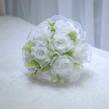 1 ramo de rosas de boda, adecuado para la novia y las damas de honor - Blanco - Ver 7