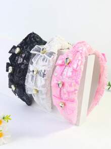 1pc Women's Carnival Glitter Sequin Crystal Bow Cute Party Headband, Carnival Gift - Multicolor - View 1