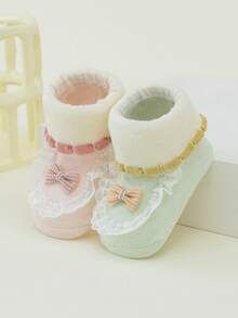 2 Pairs Baby Socks, Soft & Skin-Friendly Newborn Infant Socks, Girls Mid-Calf Baby Socks - Multicolor - View 11