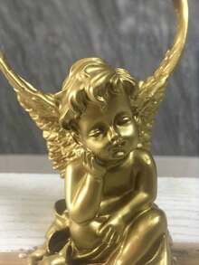 Escultura decorativa de ángel bebé durmiente de Artgenius de 4 pulgadas, adecuada para el hogar, la oficina y regalos (dorado) - Múltiples estilos - Ver 7