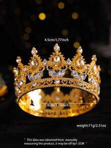 Elegant Gold Royal Style Crown, Inlaid With Pink Teardrop Gems, Suitable For Attending Balls And Formal Occasions,Summer,Beach,Wedding,Festival,Birthday - Multicolor - View 14