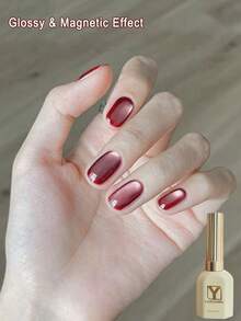 15毫升玫瑰红磁性猫眼凝胶指甲油 – 闪亮光泽可卸UV/LED凝胶，适用于DIY和沙龙美甲 - 紅色 - 查看 4
