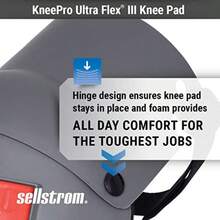 Sellstrom Ultra Flex III KneePro - Rodilleras profesionales para hombres y mujeres con amortiguación de espuma de triple capa carcasa exterior resistente clips de velocidad para trabajos de - Anaranjado/Gris - Ver 2