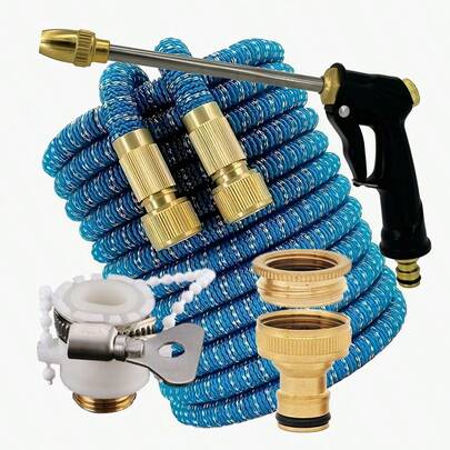 Thick Rubber Expandable Garden Hose, Watering Hose, Gardening Watering Hose With Spray Nozzle Set, Suitable For Garden, Lawn Watering, Vegetable Watering, Cleaning Floor, Car Washing, Wall, Toilet, Glass Cleaning, High Pressure Car Washing, Water Pipe, Water Gun