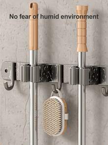1PC-Stainless Steel Wall-Mounted Broom Hook Storage Rack, Gardening Tools Mop Hook Storage Rack, Multi-Functional Storage Rack, Easy To Install, Space-Saving, Suitable For Home, Kitchen, Garden, Laundry Room, Garage, School Dormitory - Style a - View 10