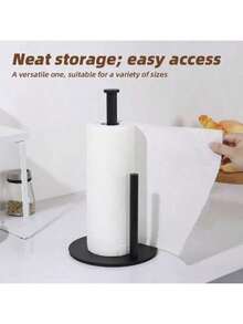 MiLaiWP 1pc Stainless Steel Paper Towel Holder - Sturdy Weighted Base, Easy Tear Design, Suitable For Kitchen And Bathroom Countertop, Available In Black, Silver, And Gold - Multicolor - View 10