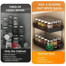 1pc/2pcs 2 Tier Multifunctional Plastic Storage Rack, Large Capacity Double Layer Cabinet Storage Organizer, Drawer Type Storage Shelves For Seasoning Bottle & Spice Jar, Pull Out Under Sink Organizer, Suitable For Cabinet, Kitchen - Multicolor - View 6