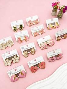 Boucles d'oreilles de luxe de couleur rose. Boucles d'oreilles de conception haut de gamme et de niche. Boucles d'oreilles douces et élégantes, polyvalentes pour les femmes. (Style aléatoire) - Multicolore - Voir 5