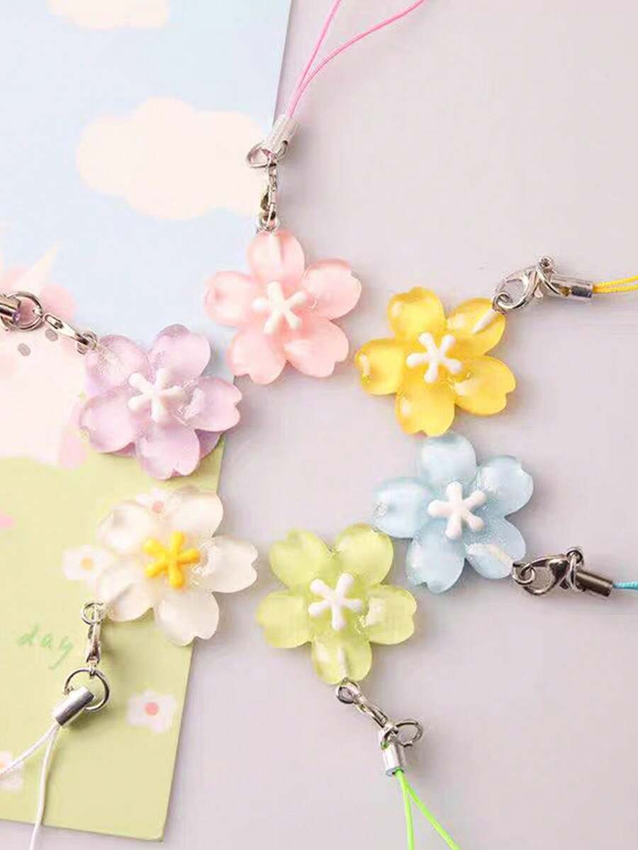 1 Piece Dopamine Cherry Blossom Short-Style Mobile Phone Hanger, Keychain, Bag, DIY Mobile Phone Pendant - Multicolor - View 1