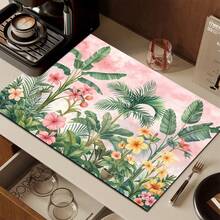 1pc Absorbent Drying Mat, Kitchen Decor Coffee Machine Mat, Handmade Coffee Pot Draining Pad, Kitchen Floor Mat, Dining Table Mat, Kitchen Counter Bowl Drying Mat, Breakfast Mat, Heat-Resistant Anti-Slip Draining Mat, Diatomite Draining Mat, Hides Stains, Super Absorbent Kitchen Mat, Easy To Clean Dish Rack Mat, Suitable For Kitchen, Dining Table, Coffee Shop, Bar, Holidays, Parties, Home Decor, Holiday Gifts - Multicolor - View 1