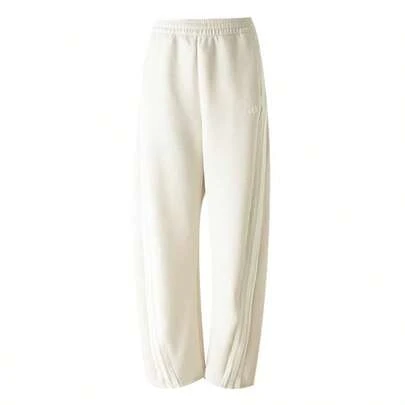 Adidas Quần nữ màu trắng dệt kim, cạp chun, dáng rộng, thoải mái và tối giản, phù hợp cho mùa xuân/thu, mặc hàng ngày và các hoạt động thể thao ngoài trời, bộ sưu tập năm 2026.