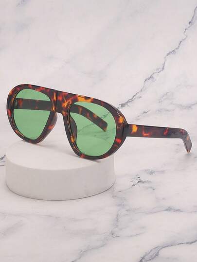 1pc Y2K Oversized Frame Fashion Glasses, Black Unisex Beach Travel Vintage Decorative Glasses