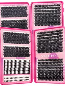 80D-160D Cartoon-Style Eyelash Cluster, Hedgehog-Shaped Eyelashes + Lower Lashes, Natural Look, 556/260pcs DIY Eyelash Extension 6-18mm Mixed Length Fluffy Cluster Cat Eye Dramatic Wet Effect False Eyelashes, Segmented False Lashes, Reusable, Suitable For Party And Celebration Dramatic Thick Effect - D - View 4