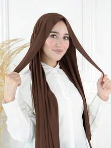 1 chiếc khăn trùm đầu tức thì dành cho nữ, kiểu buộc dây, khăn choàng cổ điển màu trơn, chất liệu viscose mềm mại và thoải mái, phù hợp cho mặc hàng ngày, làm áo abaya và các dịp lễ hội, vật dụng cần thiết khi đi du lịch, khăn tắm biển. - Nhiều màu - Xem 2