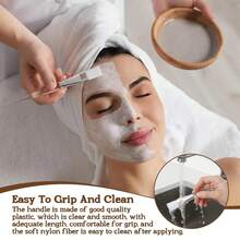 50pcs Disposable Soft Bristle Makeup Mask Brush With Plastic Handle, Suitable For Skincare, Foundation, Body Lotion And Facial Mask Application - Clear - View 2
