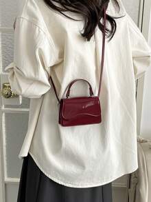 Bolso minimalista brillante, nueva llegada de primavera 2026. Bolso cruzado de hombro de moda coreana para mujer, bolso de mano para ir al trabajo - Rojo - Ver 8