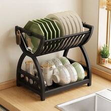 Kitchen Organizer Magic! Multi-Layer Plastic Dish Rack With Drainage, Knife Block & Utensil Holder, Space-Saving Countertop Shelf! - Multicolor - View 6