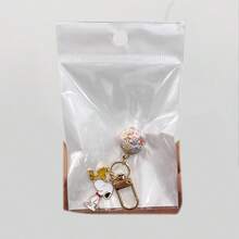 1pc Cute Snoopy & Woodstock Glitter Ball Keychain, Cartoon Enamel Alloy Bag Charm, Student Couple Bag Accessory,Keychain - Multicolor - View 7