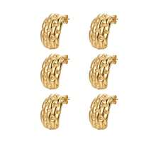 Fashionable Woven Earrings, Featuring Retro Geometric Stainless Steel Material With Thick Textured Circular Shape, Suitable For Women To Wear Daily - Gold - View 15