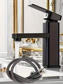 1件套浴室黑色冷热水混合水龙头，适用于盥洗台、浴室、厨房台面安装式浴室水槽水龙头，浴室水槽水龙头 - 水龍頭 - 查看 7