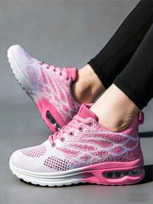 Giày thể thao nữ thoáng khí bằng lưới, đế PU co giãn, kiểu dáng thường ngày, thích hợp cho mùa xuân/hè. - Hồng - Xem 7