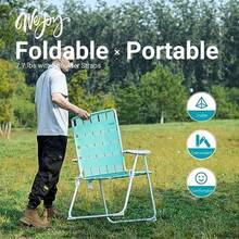 #WEJOY - Silla de césped Plegable antipunta de Gran tamaño de 17 Pulgadas de Alto para Adultos Resistente Silla de Camping de Asiento Alto de Aluminio para Ancianos jardín jardín Patio - Gris/Azul1 paquete - Ver 6