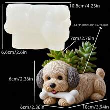 1 khuôn silicon hình chú chó con dễ thương dùng để tạo hình chậu cây mọng nước, chậu hoa hình xương chó cắn, khuôn làm chậu hoa bằng nhựa, khuôn làm chậu hoa bằng xi măng, bê tông, đồ thủ công mỹ nghệ, quà tặng trang trí - A - Xem 7