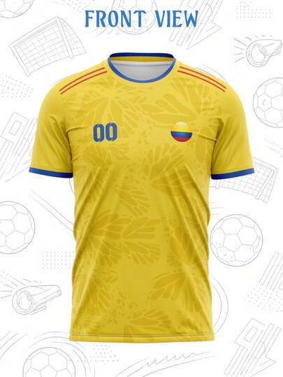 Áo bóng đá nam World Cup 2026 mới, có thể tùy chỉnh với tên, số, logo, đội tuyển hoặc nhà tài trợ của riêng bạn, cổ tròn, tay ngắn, phù hợp cho đội tuyển Colombia, áo thi đấu bóng đá, áo tập luyện thể thao, chất liệu nhanh khô và thoáng khí, thích hợp cho các trận đấu đồng đội, tập luyện, thể thao, mặc thường ngày, cổ vũ trên sân vận động, quà tặng ngày lễ, thời trang cho mùa bóng đá xuân/hè.