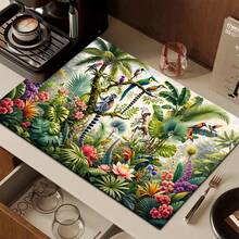1pc Absorbent Drying Mat, Kitchen Decor Coffee Machine Mat, Handmade Coffee Pot Draining Pad, Kitchen Floor Mat, Dining Table Mat, Kitchen Counter Bowl Drying Mat, Breakfast Mat, Heat-Resistant Anti-Slip Draining Mat, Diatomite Draining Mat, Hides Stains, Super Absorbent Kitchen Mat, Easy To Clean Dish Rack Mat, Suitable For Kitchen, Dining Table, Coffee Shop, Bar, Holidays, Parties, Home Decor, Holiday Gifts - Multicolor - View 11