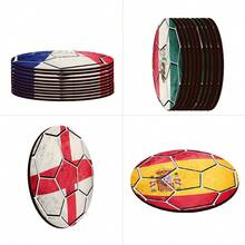 6/18/90pcsWooden Coasters With A Soccer Ball Pattern Printed In The Colors Of The National Flag.Non-Slip And Heat-Resistant,Suitable For Coffee,Tea,And Beer.A Soccer-Themed Home Decor. - Multicolor - View 7