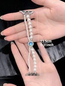 1条女士精致双排仿珍珠弹力表带，适用于38/40/41/44/45/49/42/46mm S11/SE3/Ultra3/Ultra/SE/SE2/10/9/8/7/6/5/4/3/2/1 - 太陽花 - 查看 6