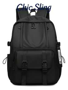SHILAN Functional Style Large-Capacity Backpack, Wear-Resistant And Waterproof Backpack, Commuter Bag That Can Hold A 15.6-Inch Computer Multi-Compartment Student Schoolbag With Buckle Design, Dual-Purpose Bag For Daily Storage / Short Trips - Multicolor - View 2