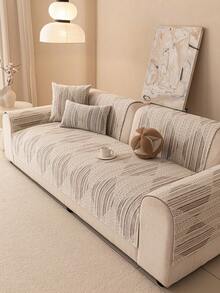 1pc Bohemian Style Linen-Look Sofa Cover, Multi-Color Design Sofa Cushion For All Seasons, Protective Pet-Friendly Sofa Pad Suitable For 1-Seater, 2-Seater, 3-Seater, 4-Seater Sofas - Khaki - View 6
