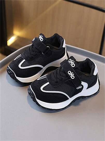 1 par de zapatillas deportivas casuales, parte superior de cuero transpirable para niños, cómodo y con cierre de a la moda, adecuado para primavera/verano, otoño/invierno