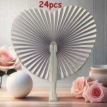 1/96pcs White Origami Folding Fans, Suitable For Wedding Use. These White Folding Fans Feature A Heart-Shaped Origami Pattern, Making Them An Ideal Decoration For Wedding Guests, And Also Suitable For Bridal Photography, Party Favors, Banquets And Wedding Ceremonies. As Part Of The Wedding Accessory Series, These Elegant Handheld Paper Folding Fans Are The Perfect Gift For The Summer Back-To-School Season. - A - View 10